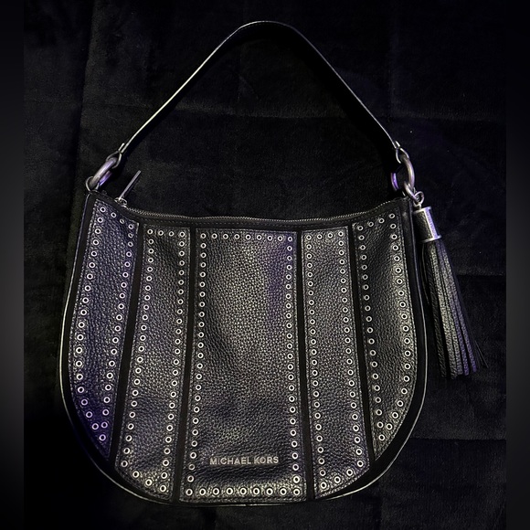 Michael Kors Handbags - EUC Michael Kors Shoulder Bag Black Leather and Grommets